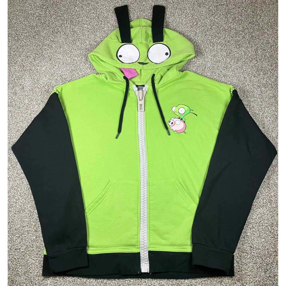 Nickelodeon Invader Zim Gir Zip Up Hoodie 2X Cosplay Ear Flaps Tongue Hot Topic